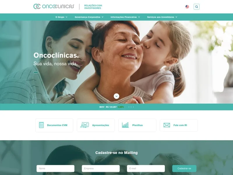 Screenshot do projeto Oncoclínicas